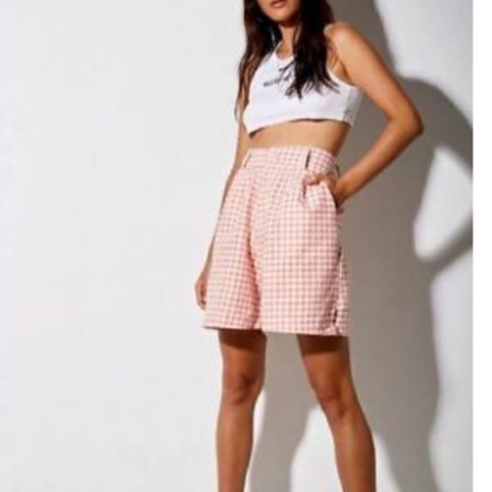 MOTEL ROCKS | NEW Lexta Pink Ginham Checkered Retro Shorts Women’s Size Medium